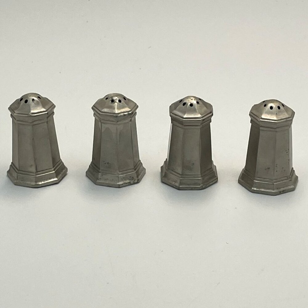 Vintage‎ Gorham Pewter Salt & Pepper Shakers Set of 4 American Primitive Retro